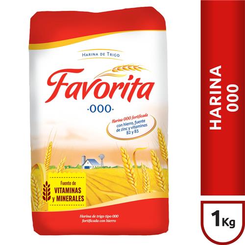 Harina Trigo 000 Fortificada Con Hierro Favorita 1kg