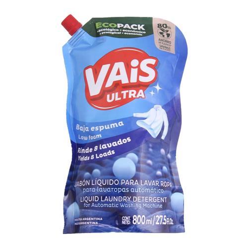 Jabon Liquido Para Lavar Ropa Baja Espuma Vais 800ml