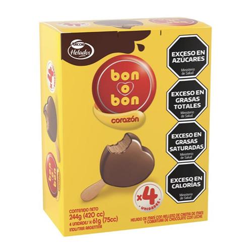 Helado Multipack Chocolate Y Crema De Mani Bon O Bon 244g