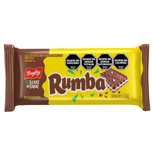 Galletitas Chocolate Rellenas Sabor Coco RUMBA 110g