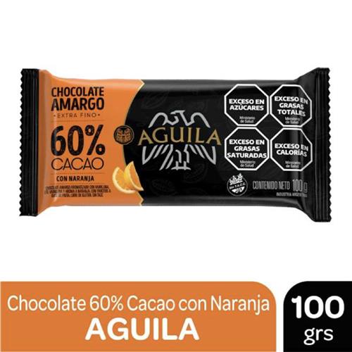 Chocolate Amargo Aguila 60% Cacao Con Naranja 100g