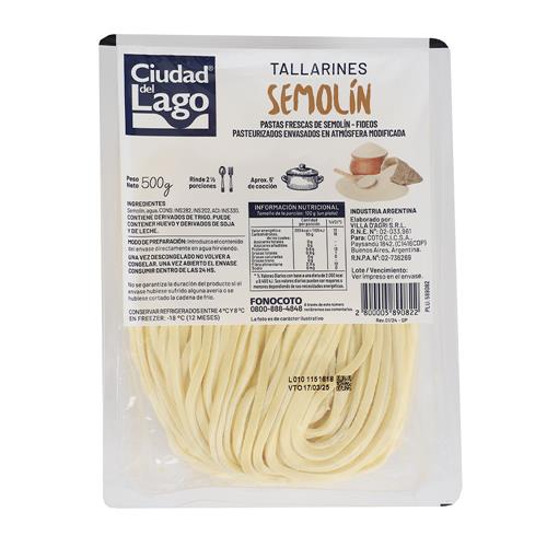 Fideos Tallarín De Semolín Ciudad Del Lago 500g