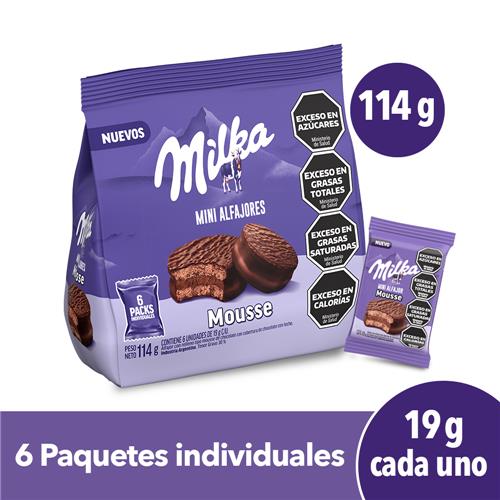 Mini Alfajores MILKA Mousse 19g X 6 Unidades