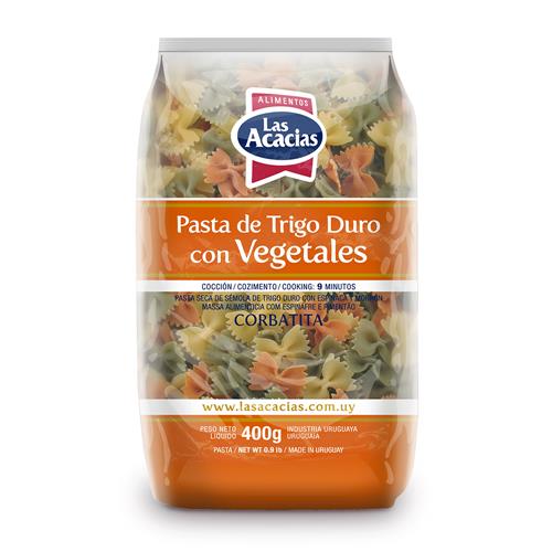 Fideos corbatita con vegetales LAS ACACIAS 400g