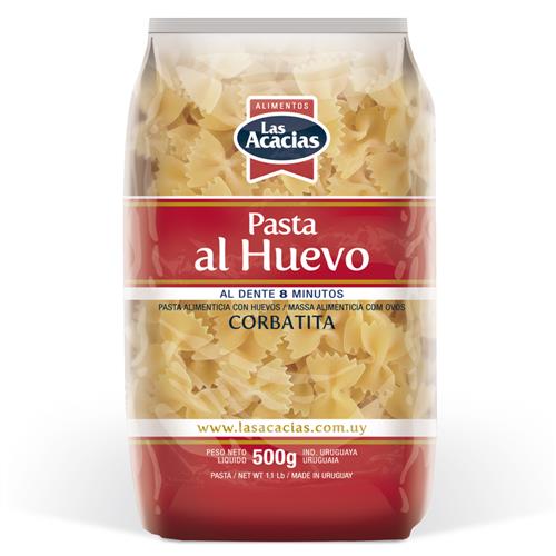 Fideos al huevo corbatita LAS ACACIAS 500g