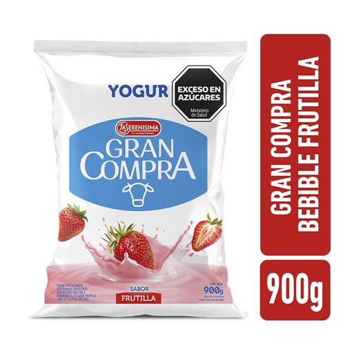 Yogur Bebible Parcialmente Descremado Sabor Frutilla GRAN COMPRA 900g