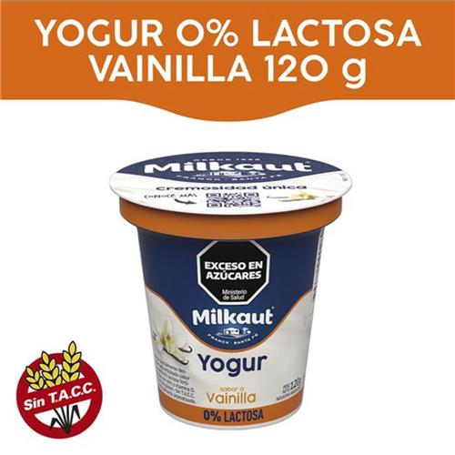 Yogur Entero 0% Lactosa Sabor Vainilla Milkaut 120g