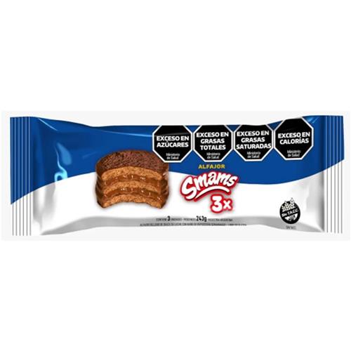 Alfajor Dulce De Leche Triple Smams Paq 243 Grm