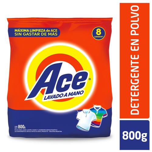Detergente En Polvo ACE Clásico Alta Espuma 800gr