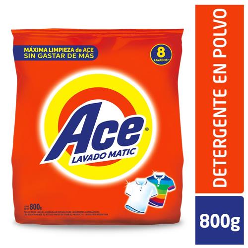 Detergente En Polvo ACE Clásico Baja Espuma 800gr