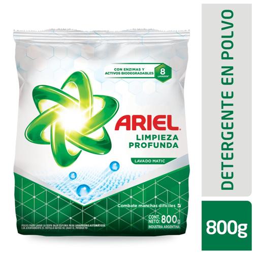 Jabón En Polvo ARIEL Limpieza Profunda Baja Espuma 800gr