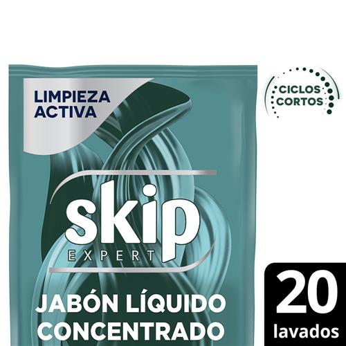 Jabón Líquido Concentrado SKIP Para Ciclo Corto Limpieza Activa Doypack 800 Ml