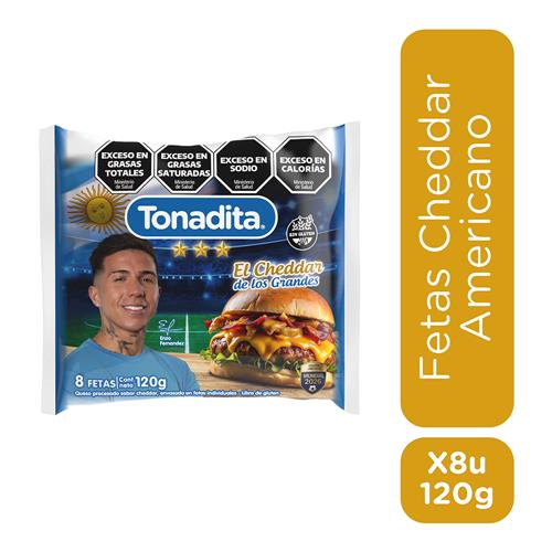 Queso Cheddar 8 Fetas Tonadita 120g