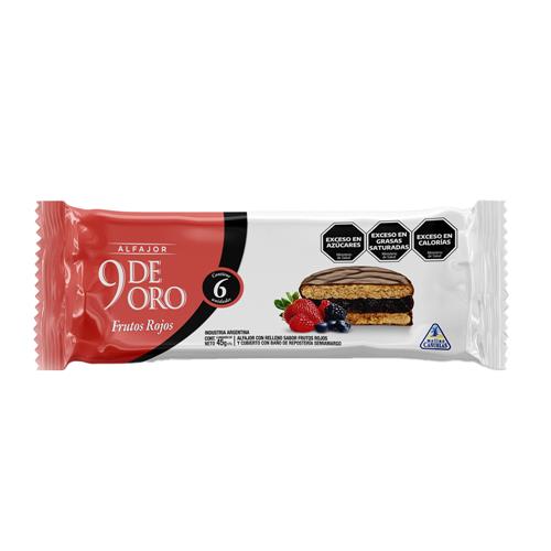 Alfajor Frutos Rojos 9 De Oro 270g