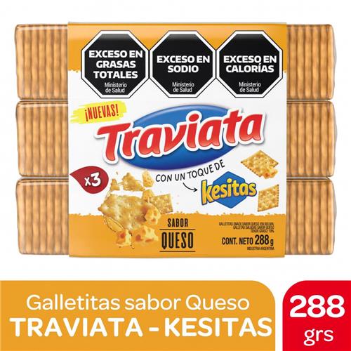Galletitas Crackers Sabor Queso Kesitas Traviata 288g
