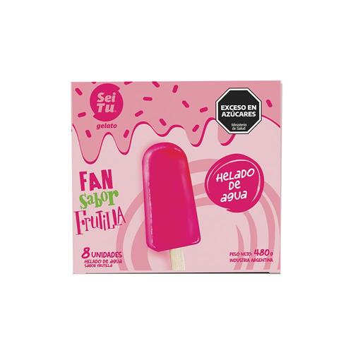 Palito Helado De Agua Sabor Frutilla X8 Sei Tu 480g