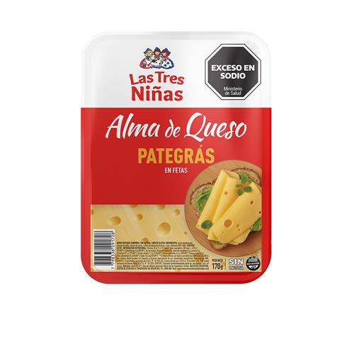 Queso Pategras E/Fetas S/L Las Tres Ni Paq 170 Grm