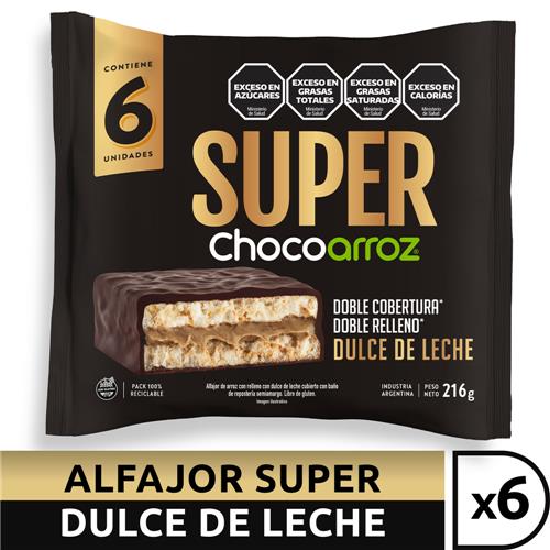 Alfajor D/Arroz Super Ddl X6 Chocoarroz Paq 216 Grm