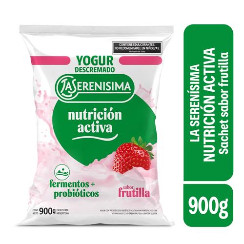 Sachet Yogur Descremado Frutilla 900g La Serenísima Nutrición Activa