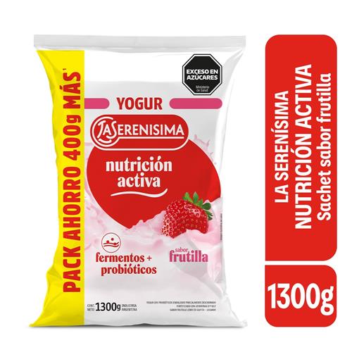 Yogur Sachet Entero Sabor Frutilla 1300g La Serenísima Nutrición Activa