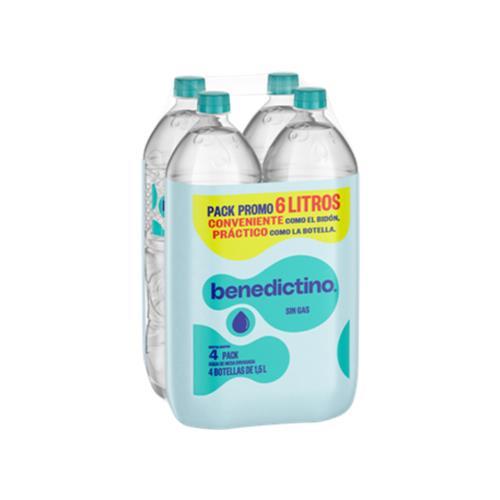Agua sin gas mineral x4 BENEDICTINO pack 6L