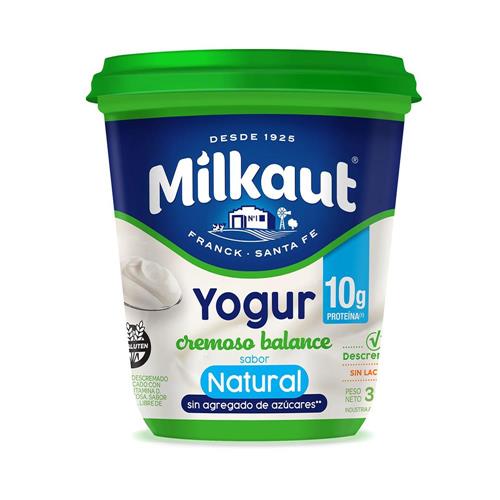 Yogur cremoso descremado sabor natural MILKAUT 300g