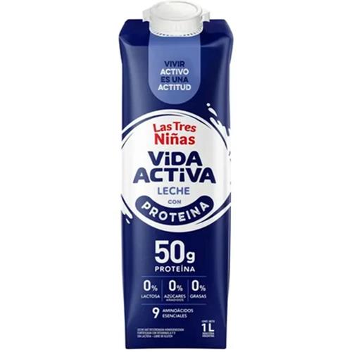 Leche descremada larga vida con proteína LAS TRES NIÑAS 1L