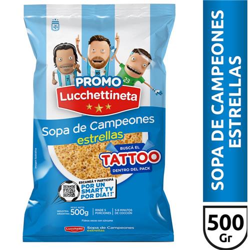 Fideos soperos de sémola estrellas LUCCHETTI 500g