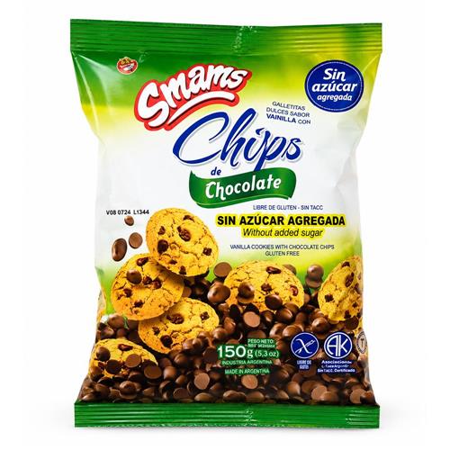 Galletitas Smams Chips de Chocolate Sin Azúcar Agregada 150g