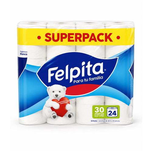 Papel Higiénico Felpita Superpack Blanco 24 rollos x 30m