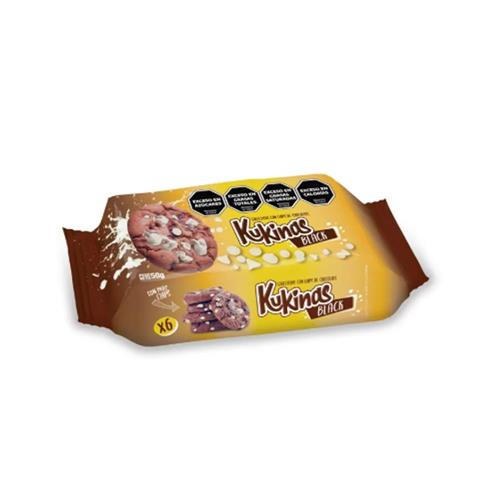 Galletitas Kukinas Black con Chips de Chocolate Blanco y Negro 50g