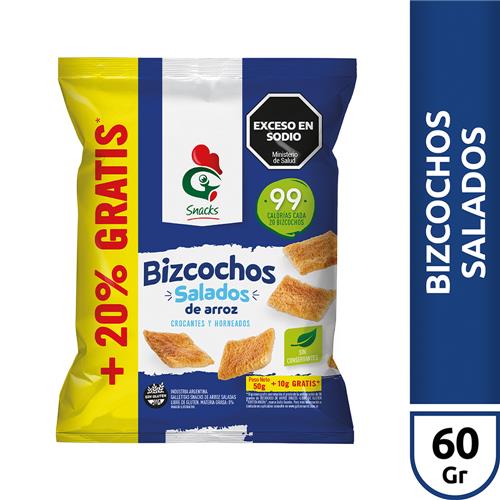 Bizcochos Salados Snacks de Arroz 60g