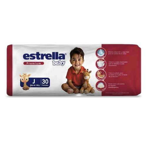 Pañales Estrella Baby Premium Talle J (Más de 18Kg) 30 unidades
