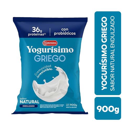Yogur La Serenísima Yogurísimo Griego Sabor Natural Endulzado 900g