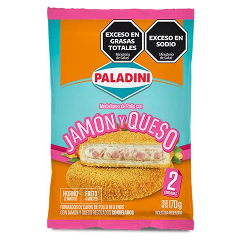 Medallones de Pollo Rellenos Paladini Jamón y Queso Rebozados Congelados 170g