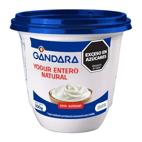 Yogur Gandara Entero Natural con Azúcar 300g