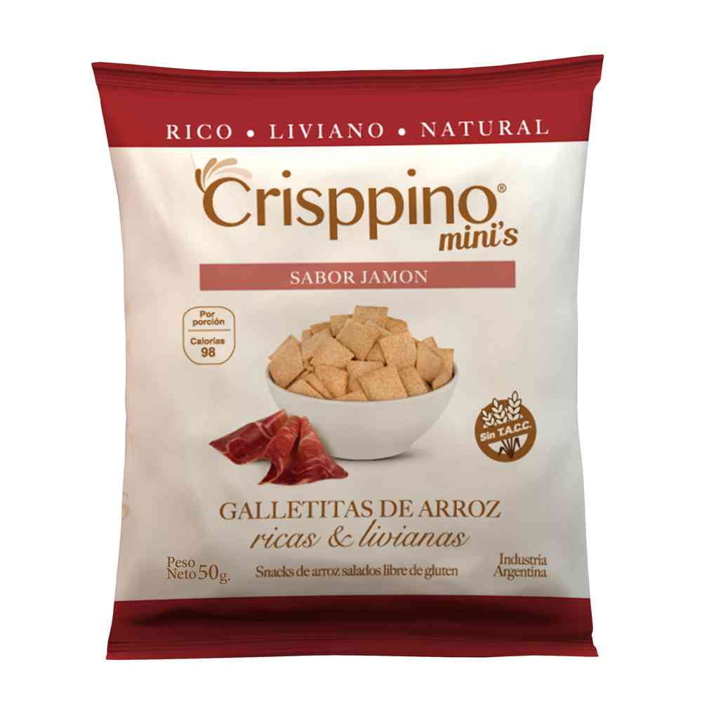 Galletitas de Arroz Sabor Jamón 50 Grs Crisppino