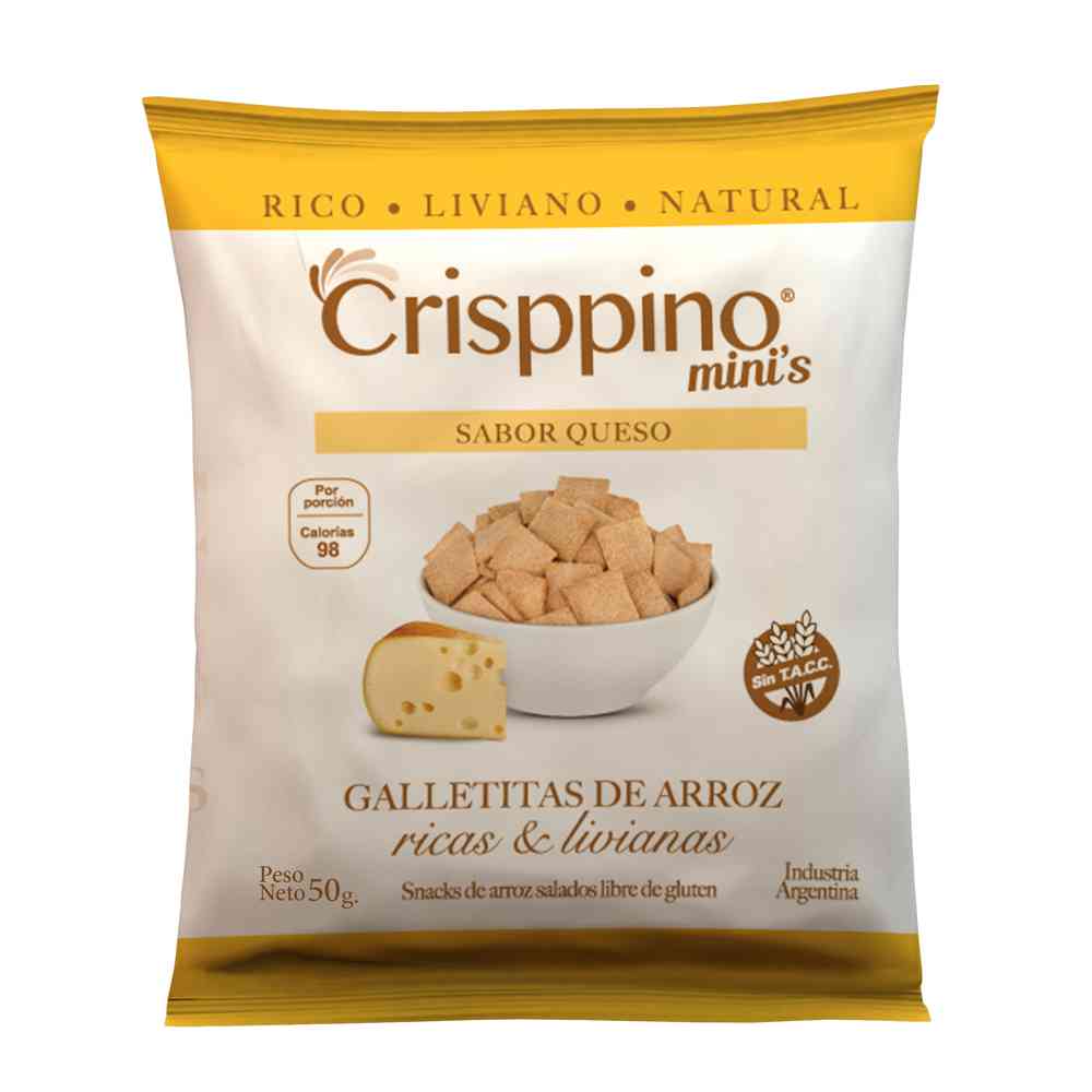 Galletitas de Arroz Sabor Queso 50 Grs Crisppino
