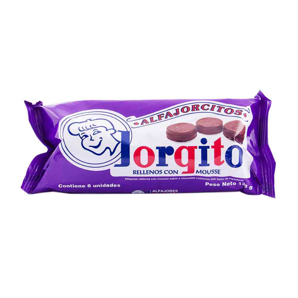 Alfajores Negros de Mousse 128 Grs x 6 Un Jorgito