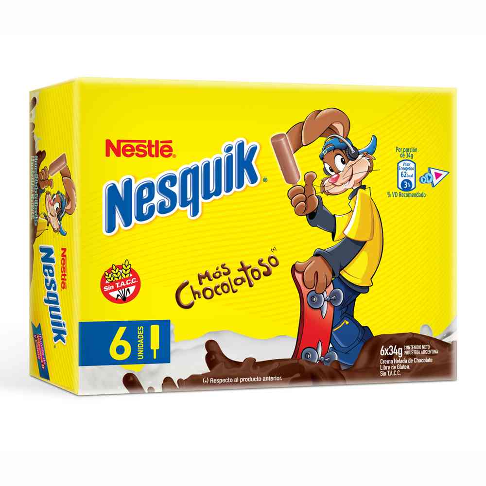 Helado Sabor Chocolate Nesquik x 6 Un 204 Grs Frigor