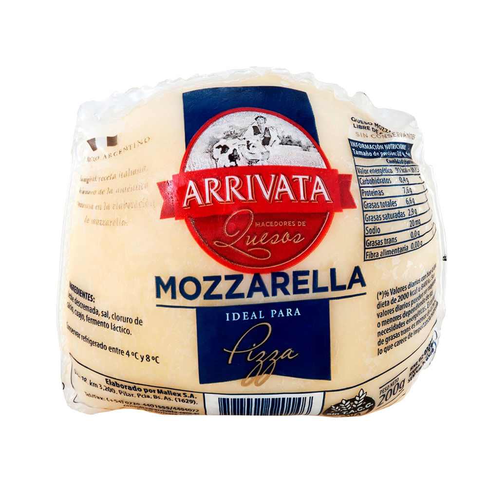 Queso Muzzarella 0.2 Kg Arrivata