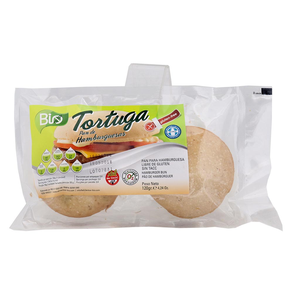 Pan de Hamburguesa Tortuga 120 Grs x 2 Un Bio