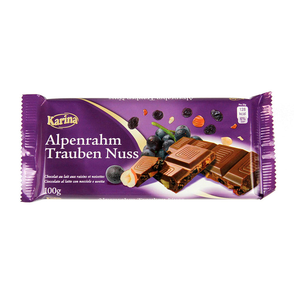Chocolate Sabor Pasas y Avellanas 100 Grs Karina