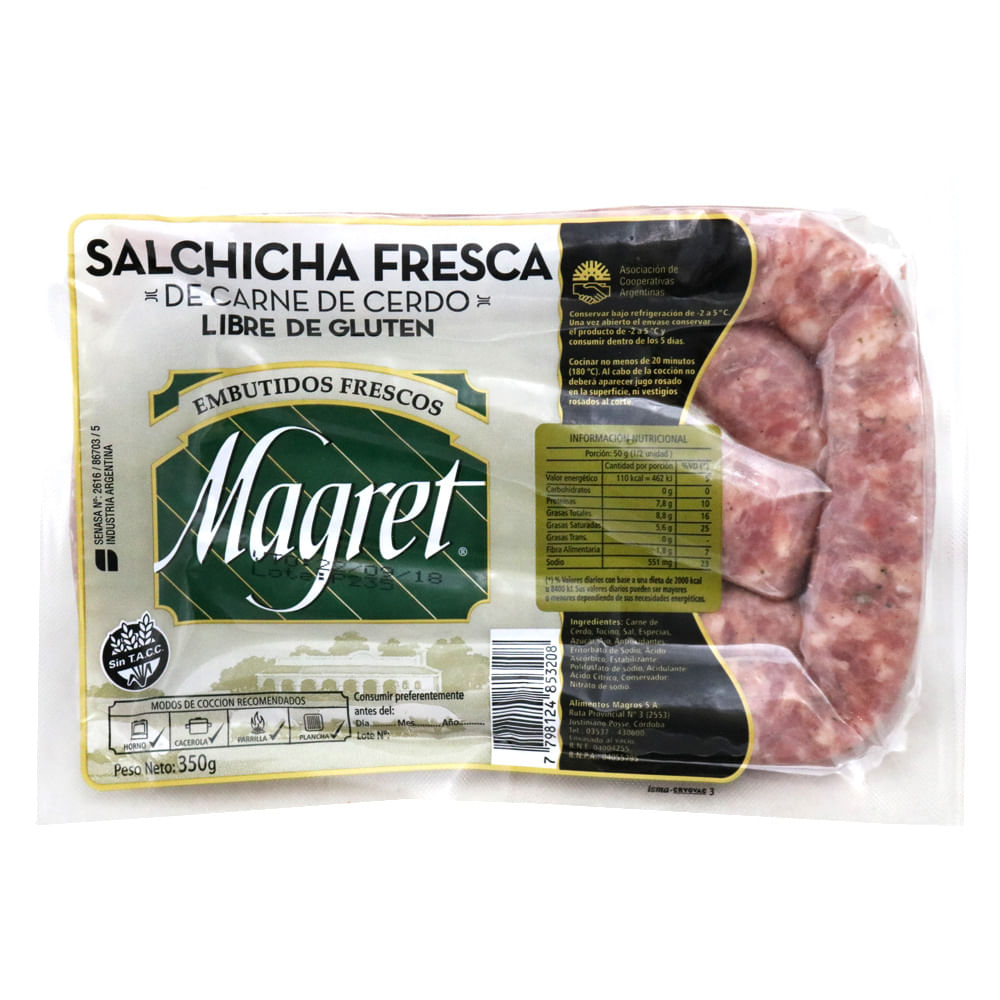 Salchicha Parrillera Envasada Al Vacio - 350 Grs - Magret