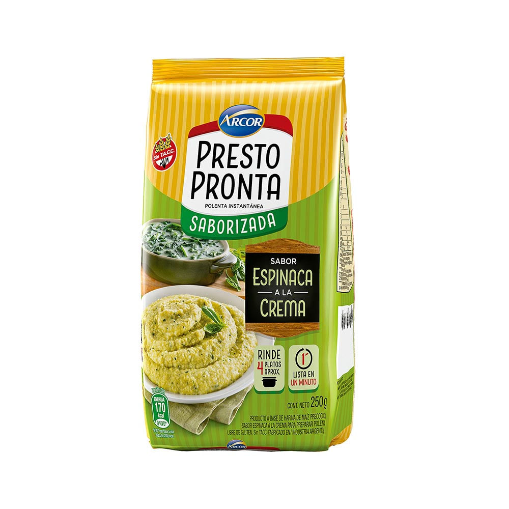 Polenta Sabor Espinaca y Crema 250 Grs Prestopronta