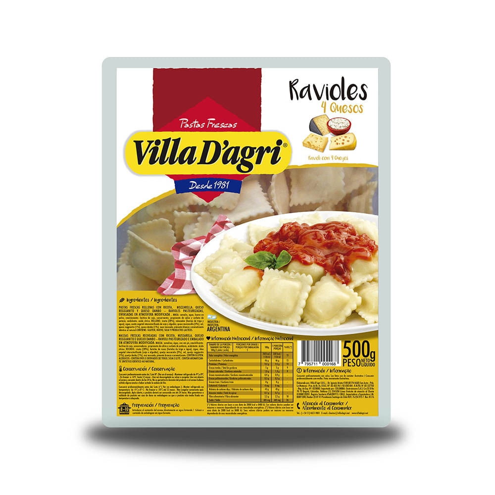 Ravioles Villa Dágri 4 Quesos 500g