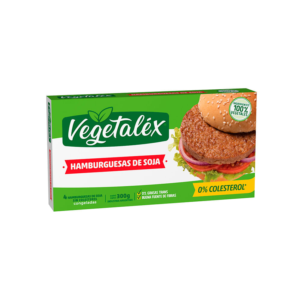 Hamburguesas de Soja Tradicionales 300 Grs x 4 Un Vegetalex