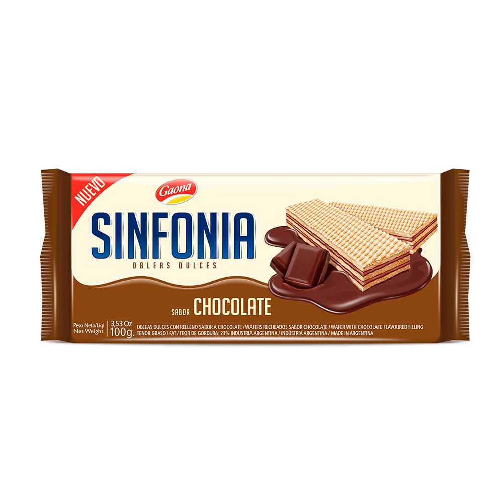 Obleas Sabor Chocolate 100 Grs Sinfonia