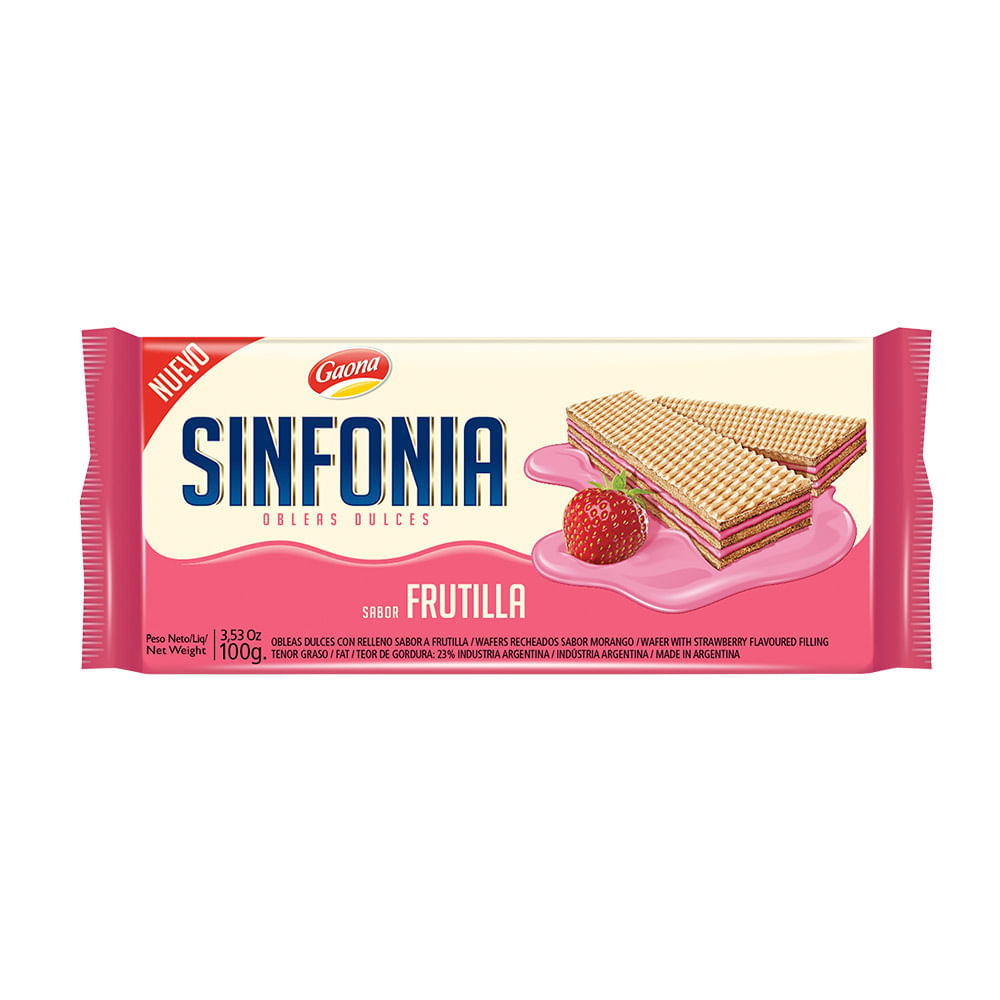 Obleas Sabor Frutilla 100 Grs Sinfonia