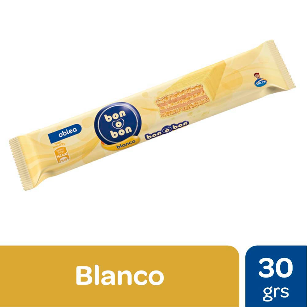 Oblea Sabor Chocolate Blanco 30 Grs Bon O Bon